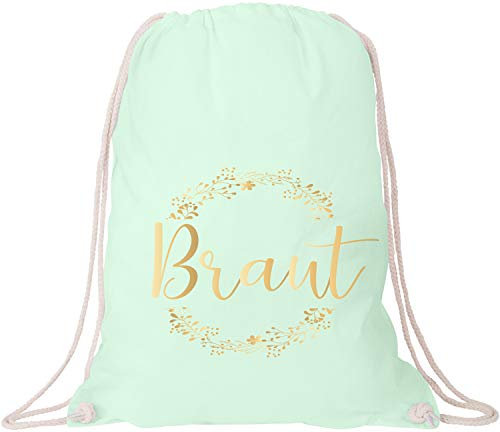 EZYshirt® Junggesellinnenabschied JGA Braut Blumenkranz Baumwoll Stoffbeutel
