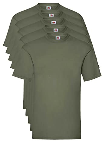 Fruit of The Loom Valueweight 5 Pack, T-Shirt Uomo, Verde (Classic Olive 59), Large