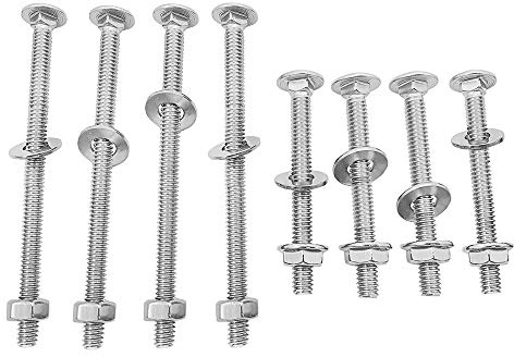 8 Sets Universal Headboard or Footboard Hardware Nuts and Bolts 4 inches and 2 1/2 Long,for Furniture, Cots, Beds, Crib and Chairs Round Head Square Neck Bolt,Carriage Bolt