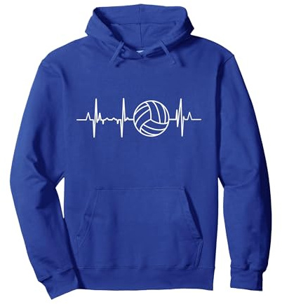 Volley-ball battement de cœur ECG ligne de cœur joueur Sweat à Capuche, Unisexe pour adultes, Bleu Royal, M