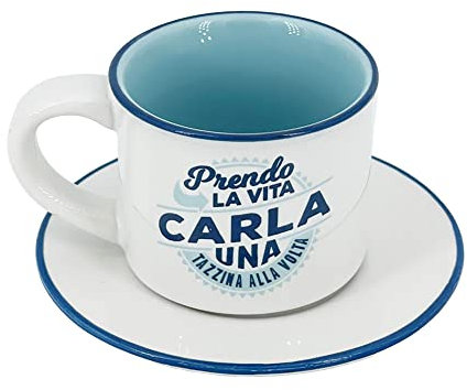 CLEARCO Tazzina da caffè in gres porcellanato personalizzata con piattino - Carla