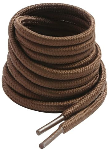 VSUDO Cordones Redondos Marrón de Zapatos para Botas de Montaña, ø4 mm Cordones Zapatillas de Botas Trabajo, Cordones Botas de Militares/Seguridad/Treking para Mujer o Hombre (1 Pare-Marrón-130cm)