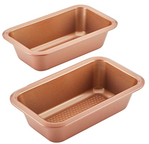 Ayesha Curry Bakeware Nonstick Meatloaf/Loaf Pan Set, Two 9 Inch x 5 Inch, Copper