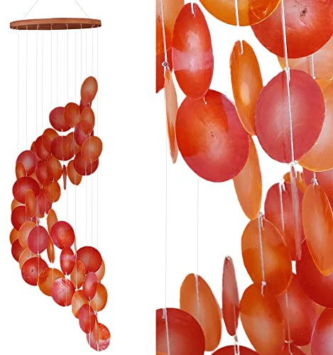 ART-CRAFT Capiz Muschel Kette Girlande Spirale orange als hänge Deko für Fenster oder deko Wohnzimmer Garten Dekoration Länge 90cm