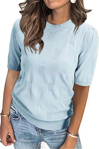 Arach&Cloz Womens Jumpers UK Short Long Sleeve Spring Summer Crew Neck Ladies Knitted Tops Casual Dressy Sweater
