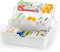 Lawei 3-Lagig Medikamenten Aufbewahrung Mehrzweck Aufbewahrungsbox Medizinschrank Portable mit Griff Medizinkoffer Bastelbox Nähbedarf-Organizer, Erste Hilfe Koffer, Medizinbox, Transparent/Beige