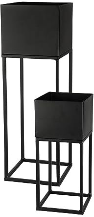 Spetebo Set di 2 Portafiori in Metallo, per Esterni, 58/37 cm, Piantagione da Giardino con Vaso Integrato, per Fiori, Scala, Supporto per Piante, Resistente alle Intemperie