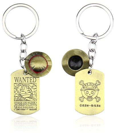 HAOYUNLAI Porte-Clés One Piece Straw Hat Keychain Pendentif Keyring Anime Porte Clés Cosplay Accessoires Vintage Porte Clés Créatif