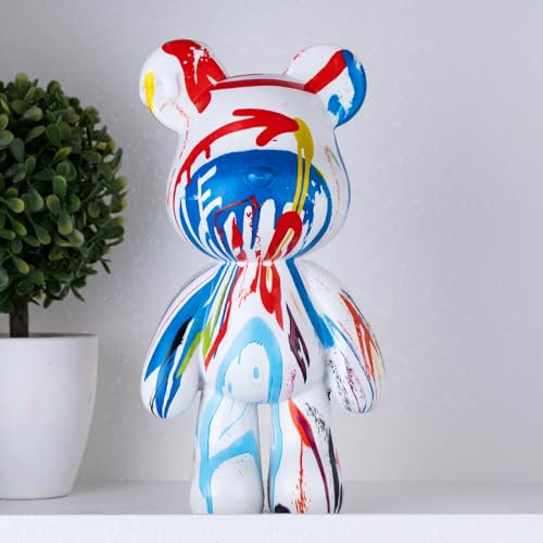 Coniuty Graffiti Bär Dekorative Tier Harz Skulptur Wohnkultur Statue, Kunst Figur Home Ornament Dekoration für Büro, Wohnzimmer, Schlafzimmer, Bücherregal, TV-Schrank, Desktop (B)