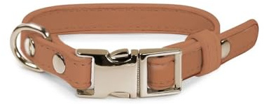 Record Hundehalsband London aus Kunstleder mit Metallschnalle und Metallhakenring | Farbe Braun, Größe XXS - 1,5 cm Umfang 22-30 cm