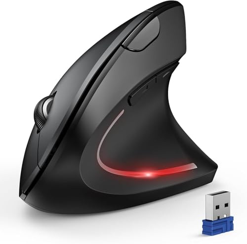 TECKNET Ergonomic Mouse, Wireless Bluetooth Vertical Mouse, 4800 DPI Silent Mouse with 6 Adjustable DPI Levels, 2.4GHz Optical Mouse, 6 Buttons Wireless Mouse for Laptop, Desktop, PC, MacBook