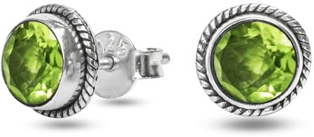 Peridot Edelstein Ohrstecker 925 Sterling Silber Ohrring Handarbeit Gedrehter Draht Ohrring