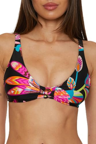 Trina Turk Luminary - Women's Knot Halter Bikini Top, Floral Print, Adjustable, Tie Back, Swimwear Separates for Women, Multicolor, 4