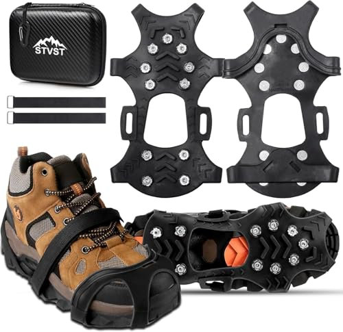 Spikes für Schuhe Winter, Spikes Schuhe, Spikes für Schuhe für Bergschuhe Wanderschuhe, Grödel Steigeisen für Mann Frau,Edelstahl Anti-Rutsch Spikes für Gehen Wandern Trekking Eisfischen Outdoor