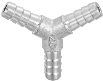 QUARKZMAN 1Pcs 10mm Diámetro Y Forma 3 Vías Espiga Manguera Montaje, Adaptador para Manguera de Acero Inoxidable 304 para Sistemas de Vacío, Conexiones de Tuberías Industriales, Plateado