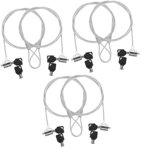 Operitacx 6 Juegos Cables de Seguridad para Portátil Cerradura con Llave Cable Flexible Compatible con Laptops y Tablets Diseño Resistente y Rotativo