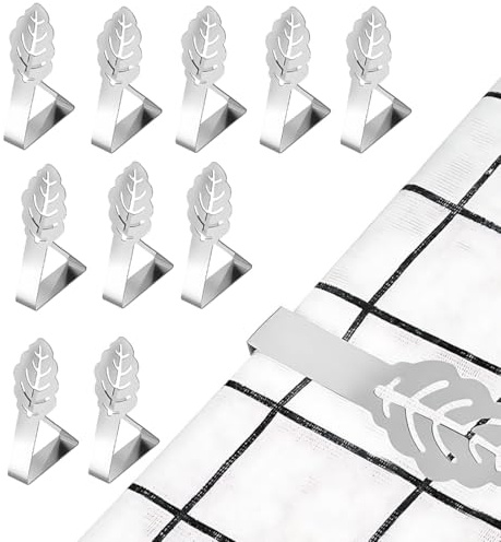 Pinzas para mantel, 10 unidades pinzas para Manteles de Mesa, Sujeta Manteles Ajustable, Para Cubierta para hogar, Fiestas, Restaurante, Bodas