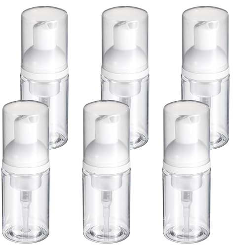 6 PCS Foam Pump Bottle Dispenser, Travel Small Size Pump Bottle Portable Foaming Soap Dispenser Refillable Foaming Bottles Clear Plastic Shampoo Bottles for Hand Lotion Shampoo Lotion, 1oz/30ml