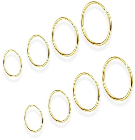fKiZanthene piercing nez anneau or acier inoxydable 8 pièces 4 tailles 6 mm 8 mm 10 mm 12 mm pour femme homme usage nez oreille lèvre septum
