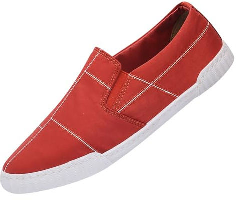 Scarpe in tela da uomo, traspiranti, per il tempo libero, con suola piatta, per il tempo libero, leggere, comode, classiche, per attività all'aperto, fitness, scarpe da ginnastica, Colore: rosso, 42