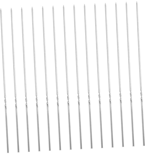 Toyvian 20 Piezas Brochetas Planas de Acero Inoxidable para Barbacoa Reutilizables y Antideslizantes Pinchos Anchos para Carne y Verduras Parrilla