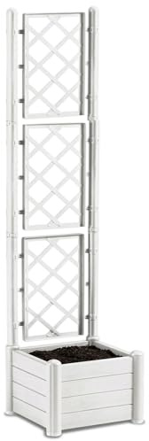 COSE DA CASA Fioriera Bianca con vaso rettangolare cm 100x43 o vaso quadrato 43x43 e Spalliera Grigliata separe' alta cm 195 graticola rampicante per piante e fiori (Fioriera quadrata 43x43cm)