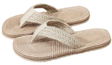 Générique Sandales Femme Été Confortable Tongs Mode Imité Paille Simple Moderne Plates pour Extérieur Confortables pour la Plage et Activités Estivales Quotidiennes
