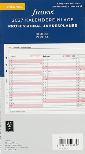Filofax Calendrier personnel professionnel 2028 en allemand