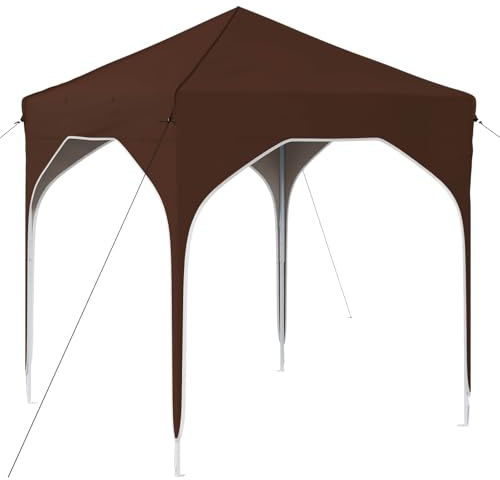 mtlskopl Tente de Pavillon Pop-up Pliante 194 x 194 x 245 cm Marron | Pavillon de jardin pliable avec sac de transport pour vos repas et événements conviviaux en plein air.