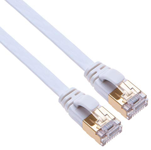 CAT 7 Internet Kabel RJ45 Gigabit Netzwerkkabel Flachkabel Kompatibel mit TV Samsung LG Sony/Router TP-Link/ PS3 PS4 Xbox/Switch Sky Box Hub/WD Seagate QNAP/Zmodo Annke 10m Weiß