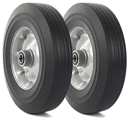 AR-PRO 25,4 x 6,3 cm platta fullgummi-reservdäck (10/3,5–4 tum) – platta däck för säckkärror och skottkärror med 10-tums däck med 5/8-tums axlar, 2 stycken