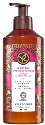 Yves Rocher Leche Corporal BAIN DE NATURE - Argán & Pétalos de Rosa - Todo Tipo de Pieles - Crema Hidratante Corporal Perfumada Sin Siliconas ni Colorantes - 98% Ingredientes Naturales - 390ml