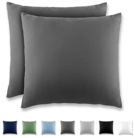 REDKEY Kissenbezug 40x40 cm - 2er Set Kopfkissenbezug - Mikrofaser Kissenhülle für Kissen, Kopfkissenbezüge mit Laschenvershluss, 40 x 40 Pillow Case - Anthrazit