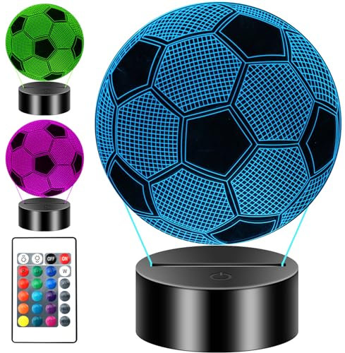 Gbivbe Kids Football Night Light - 3D Illusion Lamp with 16 Color Change LED and Remote Control for Bedroom