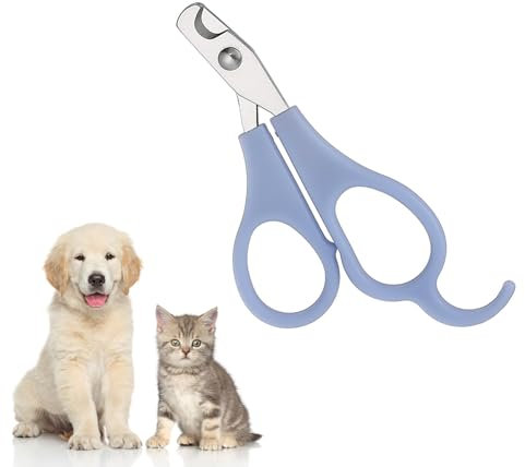 IKadiya Katze Nagelknipser, Katzen Schere, Krallenschere mit Rutschfesten Griffen, für Kätzchen, Welpen und Kaninchen, Profi Katzen Nagelschere Krallenschere(Blau)