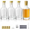 YBCPACK 6oz/200ml Glass Liquor Bottles with T-Top Caps, Heat Shrink Capsules, 4 Pack Empty Wine Bottles for Alcohol, Oil, Clear Vodka Bottle for Party Favors
