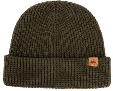 TOP-EX XL/XXL 50% Merinowolle Waffel Mütze Wintermuetze Herren Damen Fisherman Beanie Trawler Mütze Strickmuetze Warme Gelb L/XL