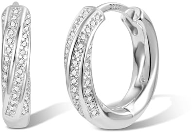 ASH'S CHOICE Orecchini Donna Cerchio Argento 925 Post Cerchi Orecchini Donna Diamantati Strass