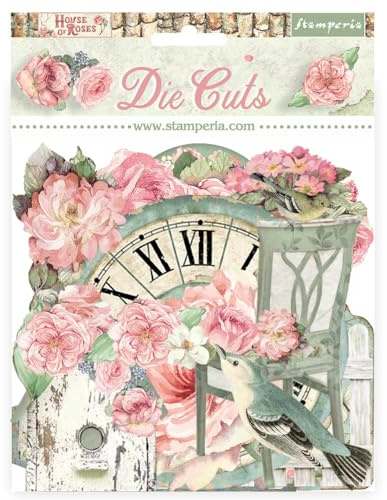 Stamperia - Die Cuts for Scrapbooking, Albums, Card Making, Bullet Journalling and More, Laser Cut Cardboard Shapes, Easy to Glue, Perfect for Hobbies, Crafts, and Gifting (House of Roses) (Assorted)