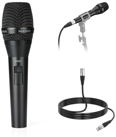 NEEWER DM01 Cardioid Dynamic Microphone with XLR Cable for Podcast Singing PC Gaming Streaming Studio Vocals, Speeches, Live Performances, 600Ω +/- 30% Impedance, 100Hz-10KHz Frequency Range