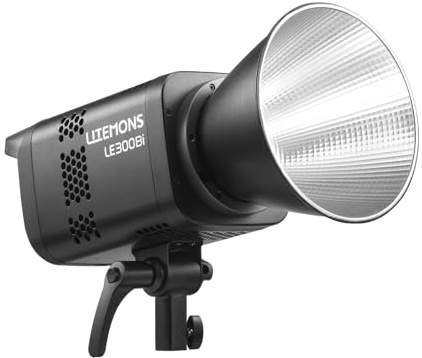 Godox LE300Bi 220W tvåfärgad COB LED-videolampa med Bowens-fäste, 2800K-6500K, CRI/TLCI≥98, 0-100% dimning, 11 FX-lägen, Bluetooth/DMX-styrning för studiostreaming