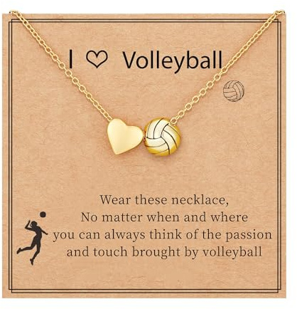 SIXDUTON Collana Cuore Donna, Collana con Ciondolo a Cuore Pallavolo/Pallacanestro/Softball/Placcata in oro 14k Ipoallergenico Gioielli Regali per Amicizia Ragazze sportivi (Pallavolo)