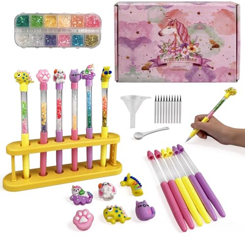 CHALVIOR Fabrique a Stylo, 50 Accessoires, Atelier des Stylos Personnalisé, Kit de stylo-plume à monter soi-même pour enfants, Kit Loisir Creatif Enfant, Activité Manuelle Enfants 6-12 Ans