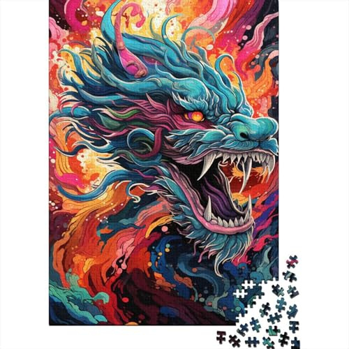 Fröhliches Drachen-Puzzle für Erwachsene, 1000 Teile, Papierpuzzle, Entspannungsspielzeug, anspruchsvolles Puzzlespiel, 38 x 26 cm / 1000 Teile