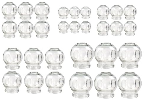Set di coppettazioni in vetro, coppette per massaggio sottovuoto per rilassamento muscolare e sollievo dal dolore, in vetro Hijama Hacamat, coppettazione Cupping Banki (30 pezzi, 5 taglie)