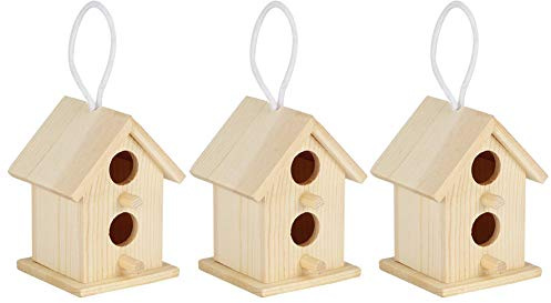 Zerodis 3 Uds Casas Colgantes para Pájaros, Refugios de Madera para Pájaros para Golondrina, colibrí, Pajareras Decorativas para Jardín Al Aire Libre
