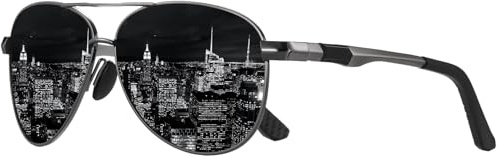 LEDING&BEST Lunettes de soleil polarisées pour pilotes - Hommes/Femmes - Modèle ultraléger - Protection UV400 - Monture métal incassable - Conduite, Pêche, Course,lunettes conduite de nuit