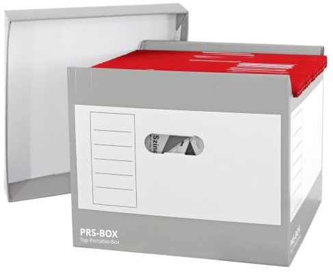 PRS Top Portable Lot de 2 boîtes de rangement pour dossiers suspendus Gris