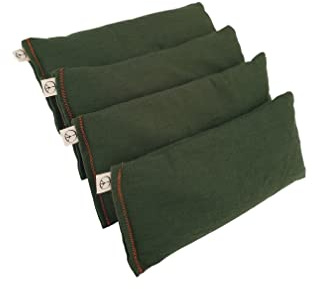 Peacegoods Pack of (4) Unscented Flax Eye Pillows - 8.5 x 4 Soft Cotton Flannel - Soothing & Relaxing - Weighted for Yoga Massage Sleep Bulk - Green Olive