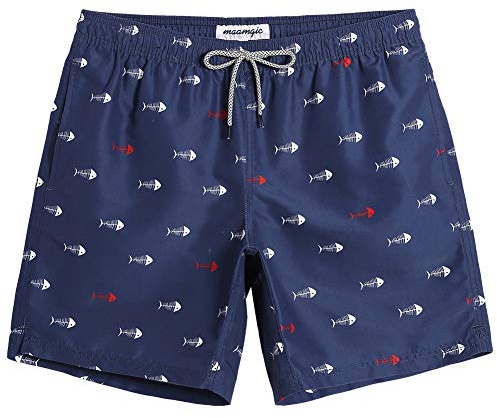 MaaMgic Ropa de Baño para Hombres Bañador para Vacaciones Short de Playa Natación Secado Rápido Piscina Ancla,Blanco Marino Cresta,XL